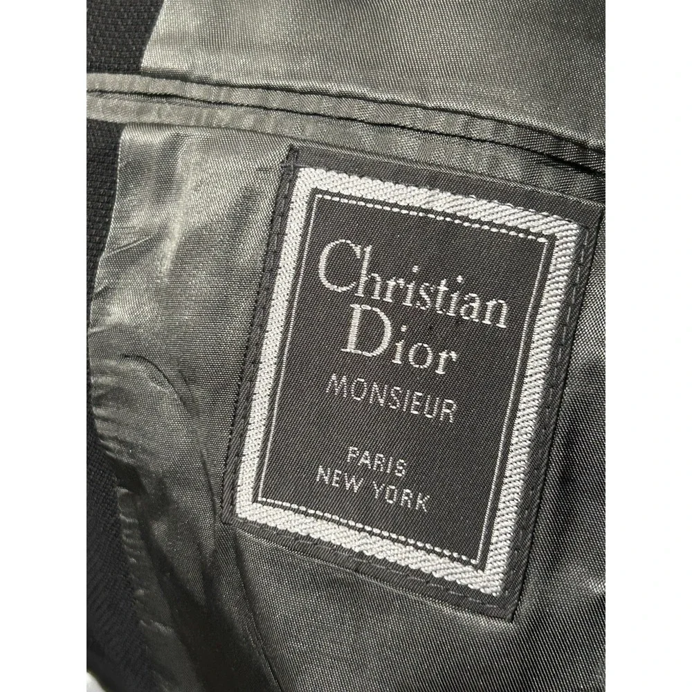 Vintage Christian Dior Mens 46L Black Blazer Sport Coat Big & Tall Suit Jacket